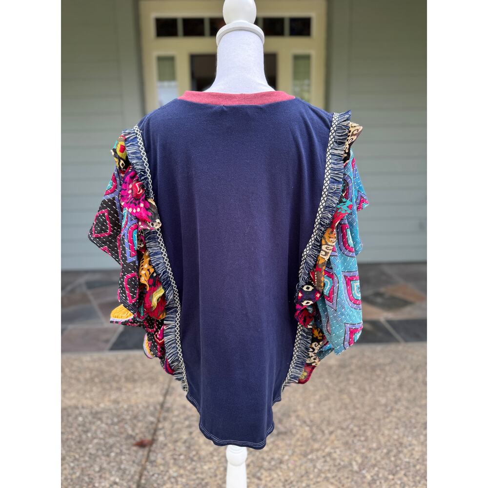 NYPD Upcycled Kantha Fabric Tunic Poncho ONE SIZE | SAME DAY SHIP or NEXT DAY - Picture 9 of 11